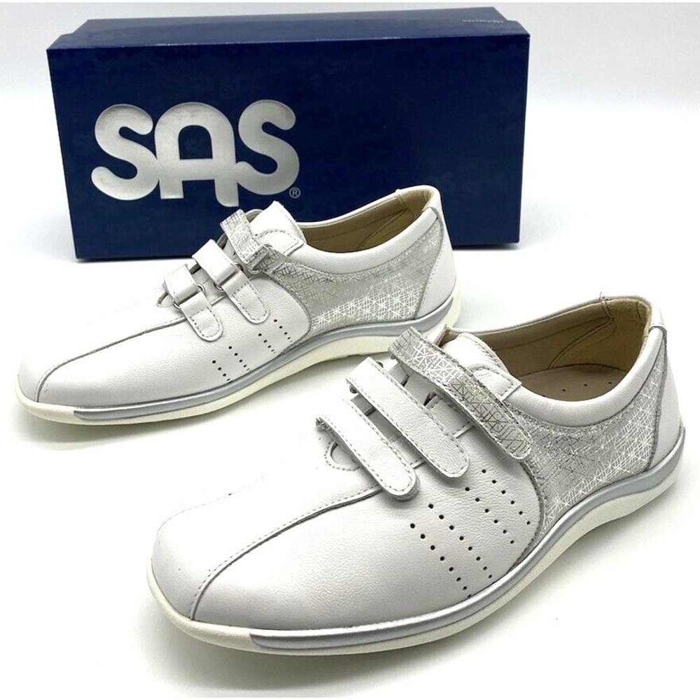 SAS Race Time Womens Size 7.5 W Chalk Silver‎ Shoes Leather Cushion Support Walk